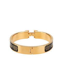 エルメス クリックH PM サーベル飾袋 バングル ゴールド ブラック メッキ レディース HERMES 【中古】