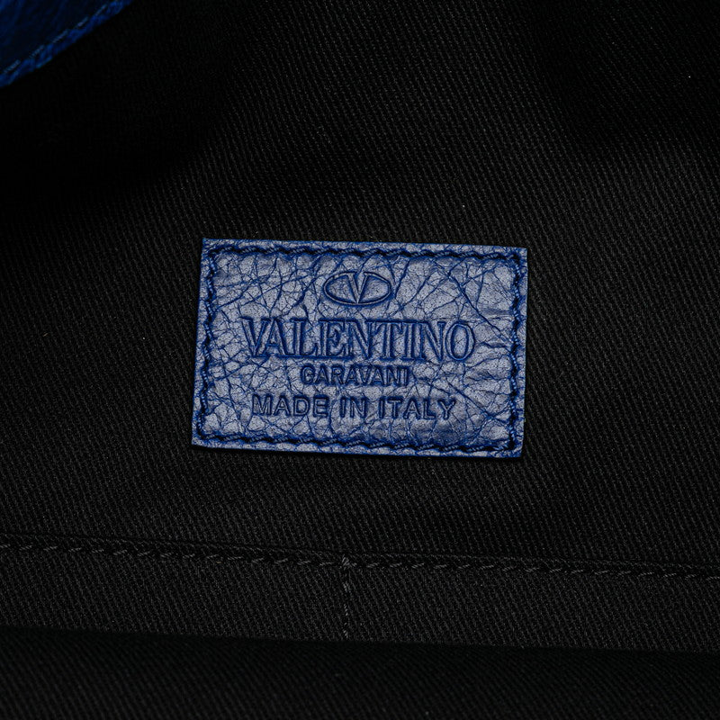 ヴァレンティノ スタッズ トートバッグ ブルー レザー レディース VALENTINO 【中古】