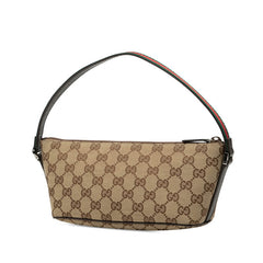 グッチ GGキャンバス シェリーライン アクセサリーポーチ ハンドバッグ 141809 ベージュ ブラウン キャンバス レザー レディース GUCCI 【中古】