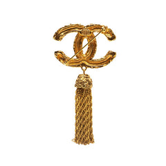 シャネル ココマーク フリンジ ヨウガン 溶岩 ブローチ ゴールド メッキ レディース CHANEL 【中古】