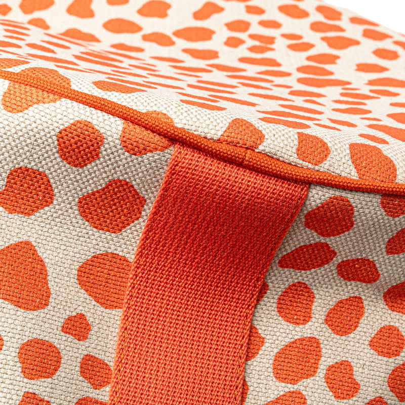 エルメス キッズライン ハンドバッグ オレンジ アイボリー ピンク キャンバス レディース HERMES 【中古】