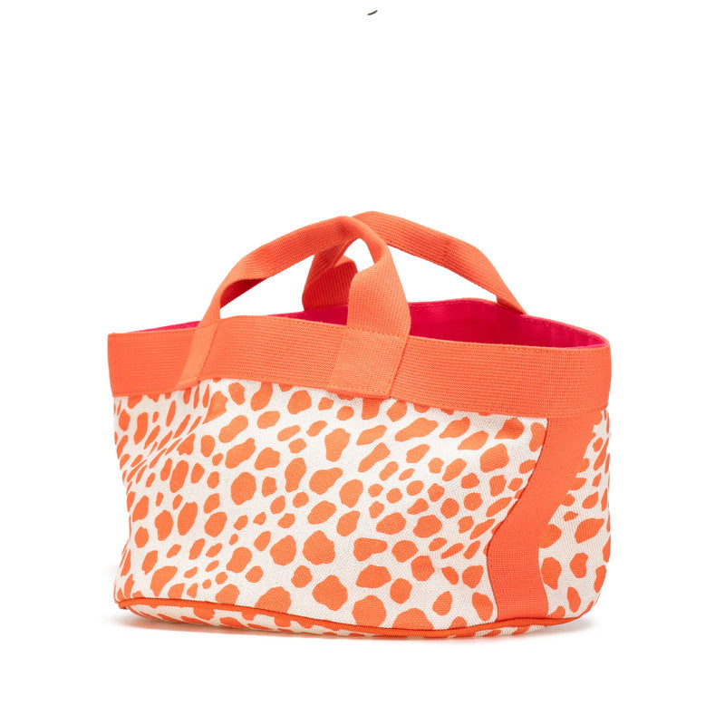 エルメス キッズライン ハンドバッグ オレンジ アイボリー ピンク キャンバス レディース HERMES 【中古】