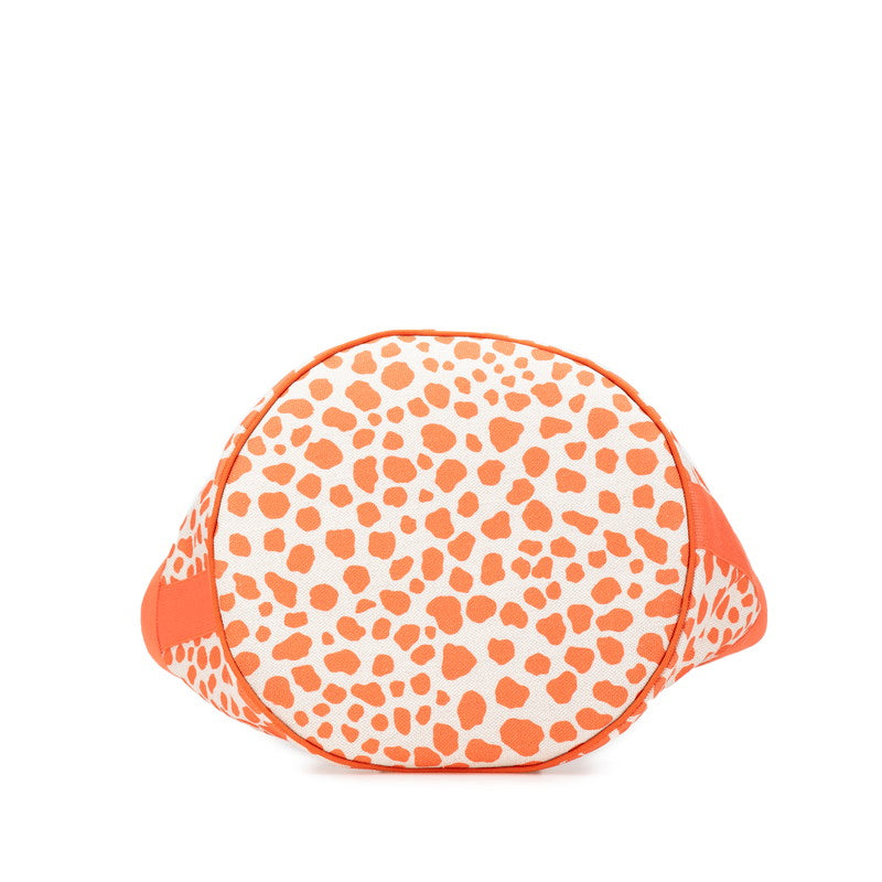 エルメス キッズライン ハンドバッグ オレンジ アイボリー ピンク キャンバス レディース HERMES 【中古】