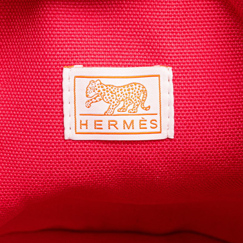 エルメス キッズライン ハンドバッグ オレンジ アイボリー ピンク キャンバス レディース HERMES 【中古】