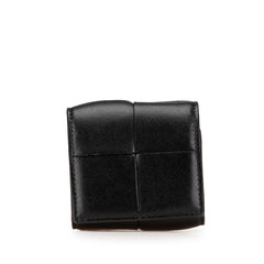 ボッテガヴェネタ マキシイントレチャート カセット 折り畳み コインパース コインケース ブラック レザー レディース BOTTEGAVENETA 【中古】