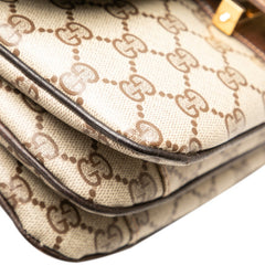 グッチ GGスプリーム ショルダーバッグ ベージュ ブラウン PVC レザー レディース GUCCI 【中古】