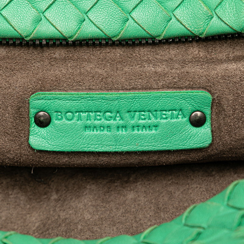 ボッテガヴェネタ イントレチャート 斜め掛け ショルダーバッグ グリーン レザー レディース BOTTEGAVENETA 【中古】