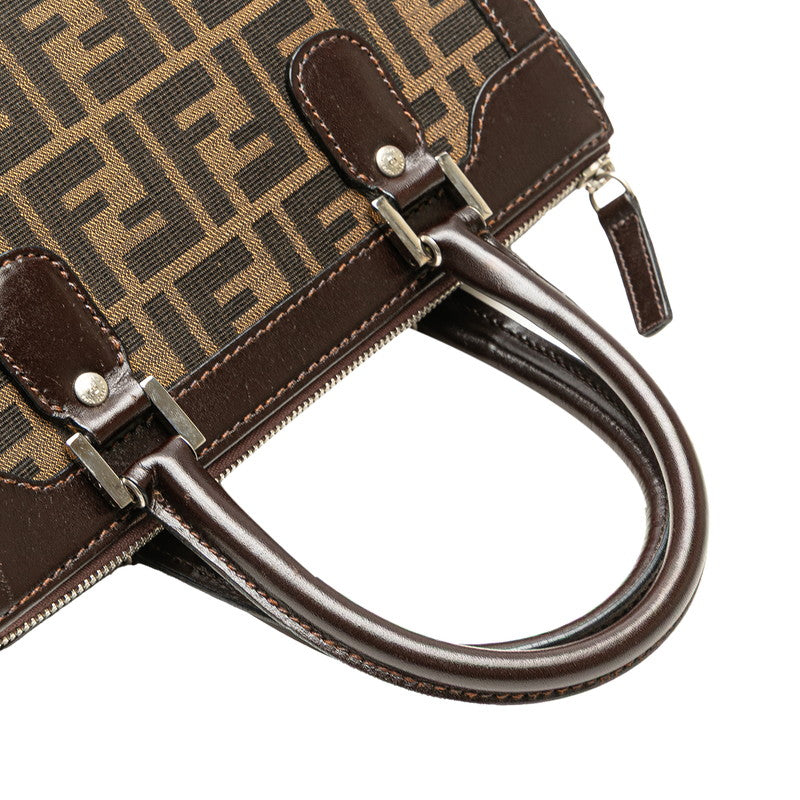 フェンディ ズッカ ハンドバッグ ブラウン キャンバス レザー レディース FENDI 【中古】