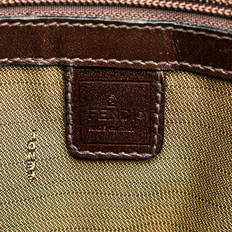 フェンディ ズッカ ハンドバッグ ブラウン キャンバス レザー レディース FENDI 【中古】