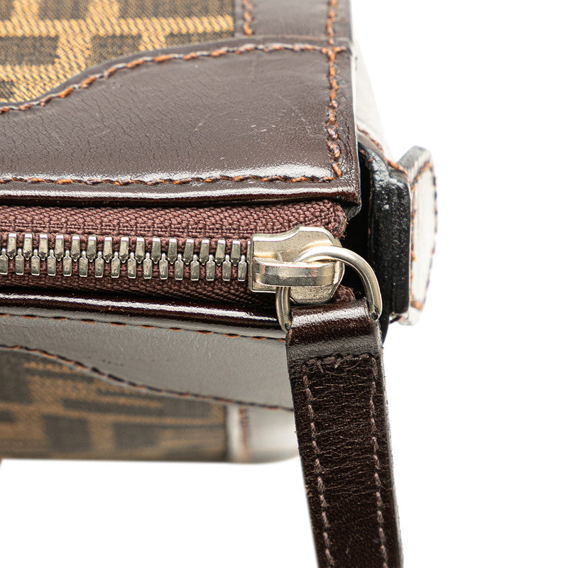フェンディ ズッカ ハンドバッグ ブラウン キャンバス レザー レディース FENDI 【中古】