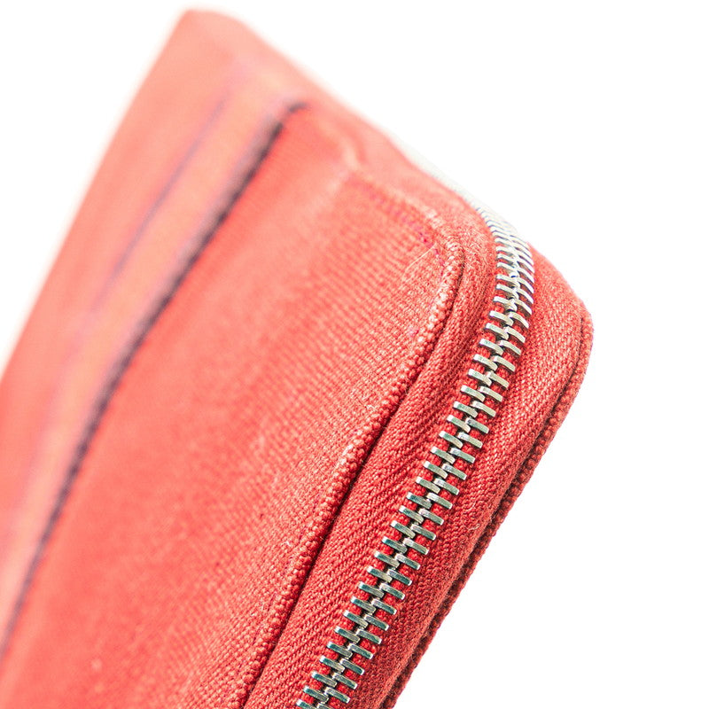 エルメス フールトゥ マルチ パースGM ラウンドファスナー 長財布 ワインレッド ボルドー キャンバス レディース HERMES 【中古】