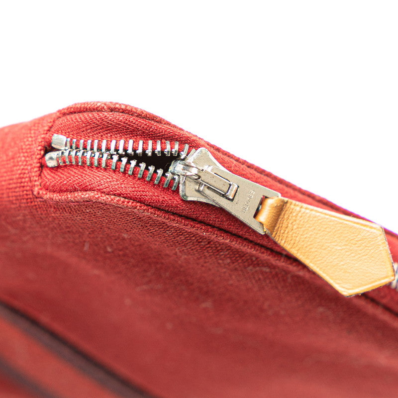 エルメス フールトゥ マルチ パースGM ラウンドファスナー 長財布 ワインレッド ボルドー キャンバス レディース HERMES 【中古】