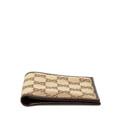 グッチ GGキャンバス 二つ折り財布 124591 ベージュ キャンバス レザー レディース GUCCI 中古
