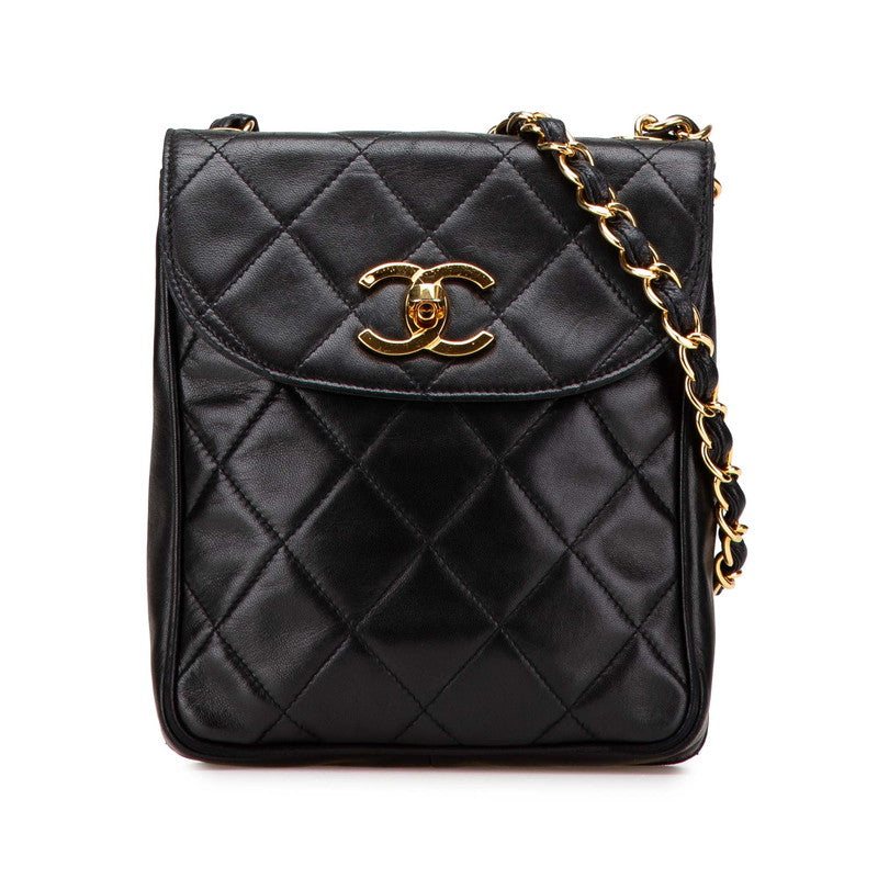シャネル マトラッセ ココマーク チェーン ショルダーバッグ ブラック ラムスキン レディース CHANEL 【中古】