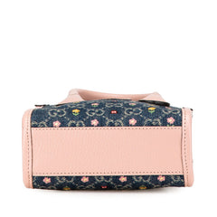 グッチ インターロッキングG フラワー ハンドバッグ ショルダーバッグ 2WAY 671623 ブルー ピンク デニム レザー レディース GUCCI 【中古】