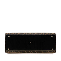 フェンディ ズッカ トートバッグ ハンドバッグ 15095 ベージュ ブラック キャンバス レザー レディース FENDI 【中古】