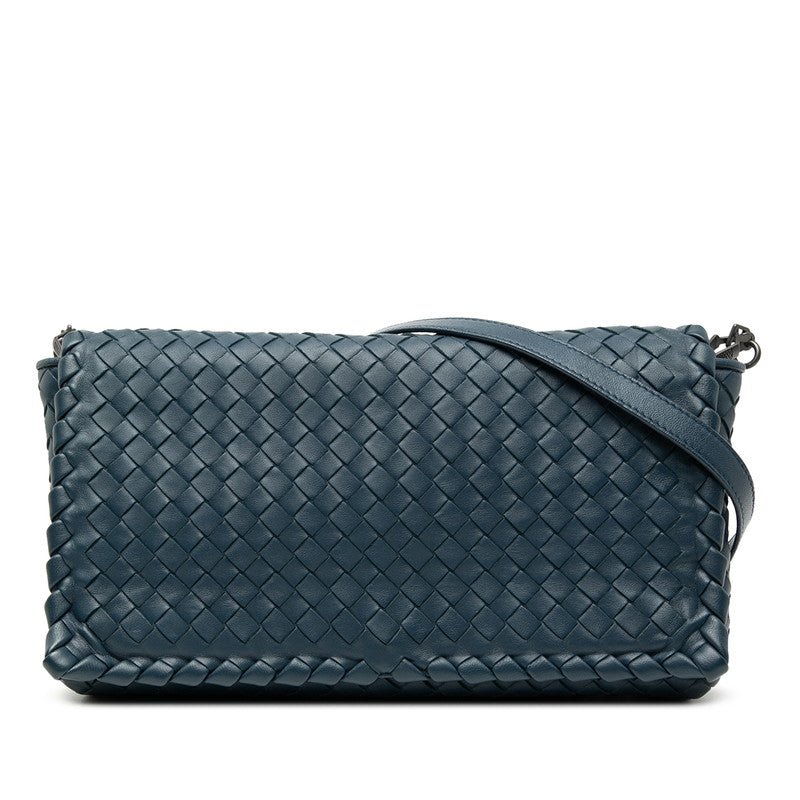ボッテガヴェネタ イントレチャート 斜め掛け ショルダーバッグ ネイビー レザー レディース BOTTEGAVENETA 【中古】