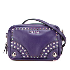 プラダ スタッズ 斜め掛け ミニショルダーバッグ 1N1674 パープル レザー レディース PRADA 【中古】