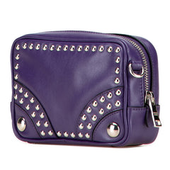 プラダ スタッズ 斜め掛け ミニショルダーバッグ 1N1674 パープル レザー レディース PRADA 【中古】