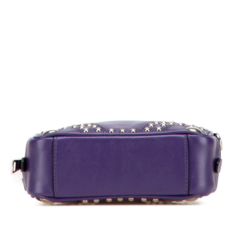 プラダ スタッズ 斜め掛け ミニショルダーバッグ 1N1674 パープル レザー レディース PRADA 【中古】