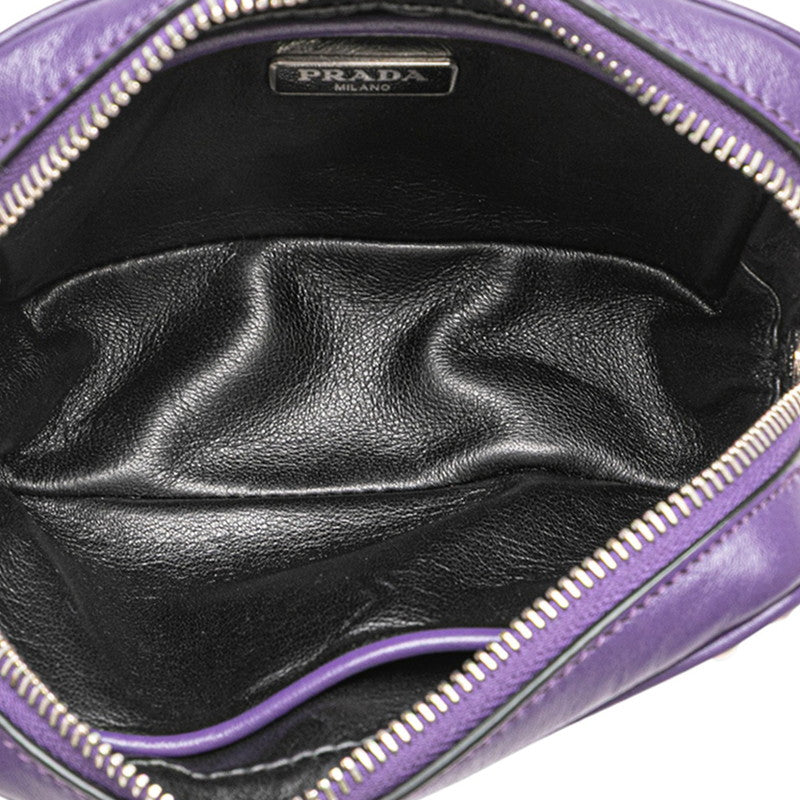 プラダ スタッズ 斜め掛け ミニショルダーバッグ 1N1674 パープル レザー レディース PRADA 【中古】