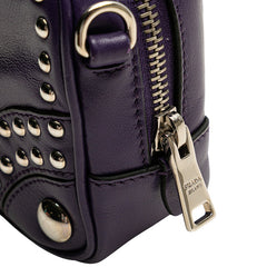 プラダ スタッズ 斜め掛け ミニショルダーバッグ 1N1674 パープル レザー レディース PRADA 【中古】