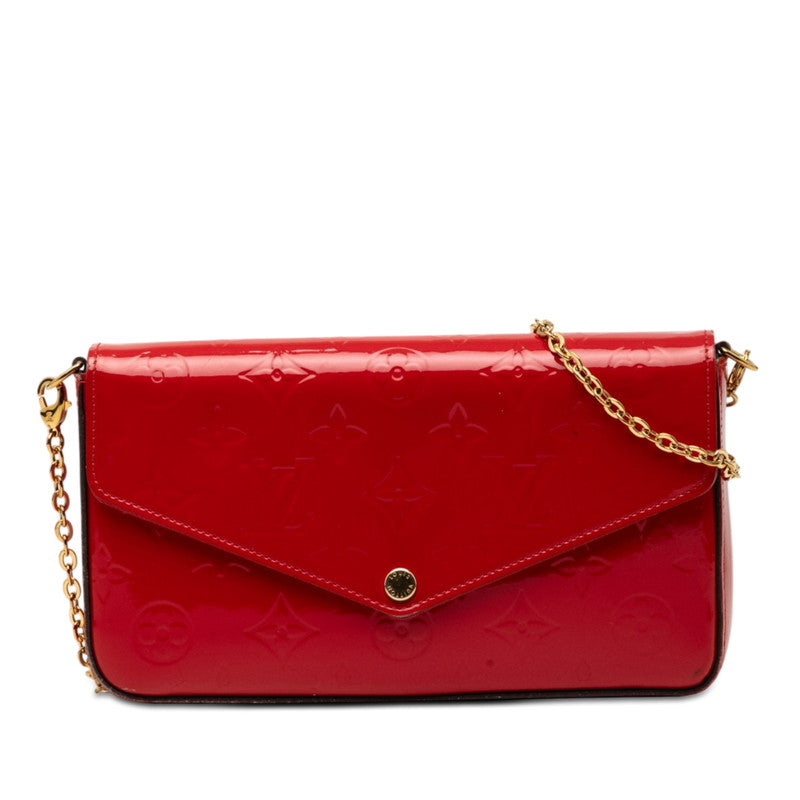 ルイ ヴィトン モノグラム ヴェルニ ポシェットフェリシー チェーン ショルダーバッグ M61293 スリーズ レッド パテントレザー レディース LOUIS VUITTON 【中古】