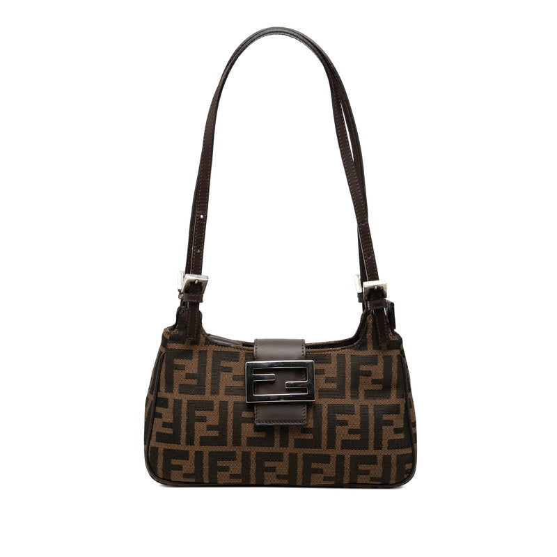 フェンディ ズッカ ハンドバッグ ワンショルダーバッグ ブラウン ブラック キャンバス レザー レディース FENDI 中古