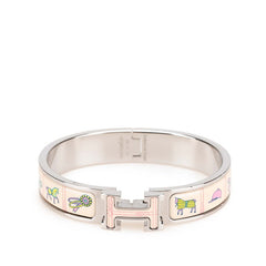 エルメス クリックH PM 馬着 バングル シルバー ベージュ マルチカラー メタル レディース HERMES 【中古】