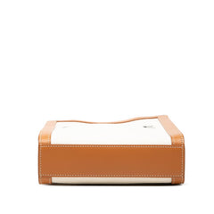 セリーヌ バーティカルカバ ハンドバッグ ショルダーバッグ 2WAY ホワイト ブラウン キャンバス レザー レディース CELINE 【中古】