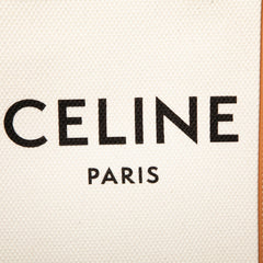 セリーヌ バーティカルカバ ハンドバッグ ショルダーバッグ 2WAY ホワイト ブラウン キャンバス レザー レディース CELINE 【中古】