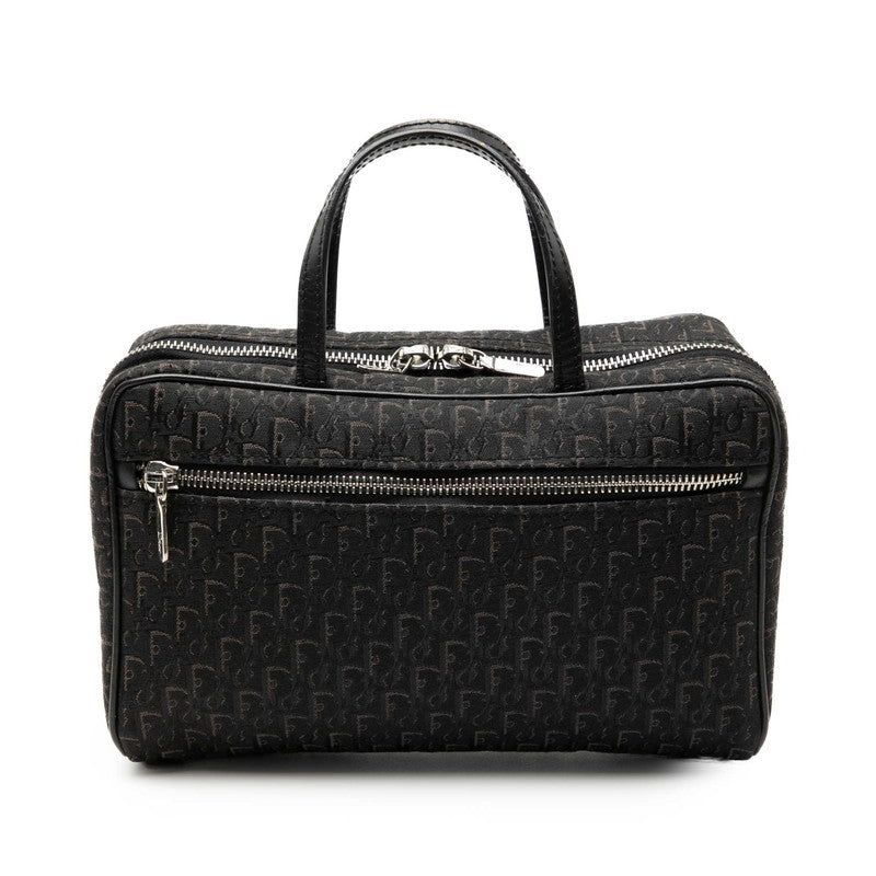 ディオール トロッター ミニハンドバッグ コスメポーチ ブラック キャンバス レザー レディース Dior 中古