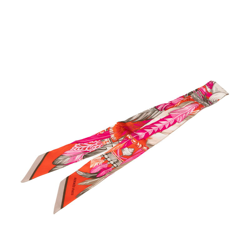 エルメス ツイリー DANSE PACIFIQUE ダンスパシフィック スカーフ オレンジ マルチカラー シルク レディース HERMES 【中古】