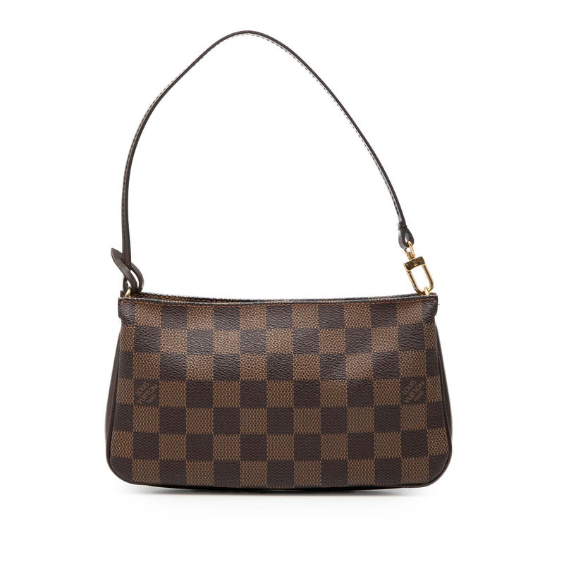 ルイ ヴィトン ダミエ ナヴォナ アクセサリーポーチ ハンドバッグ N51983 ブラウン PVC レザー レディース LOUIS VUITTON 【中古】