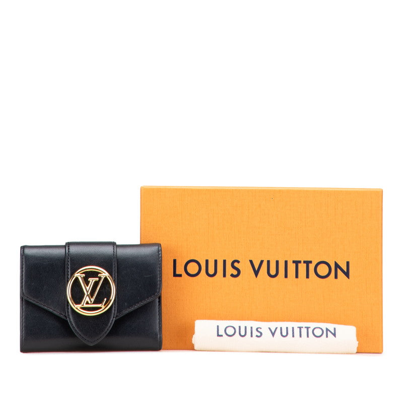 ルイ ヴィトン ポルトフォイユ ポンヌフ コンパクト 三つ折り財布 M80300 ブラック レザー レディース LOUIS VUITTON 【中古】