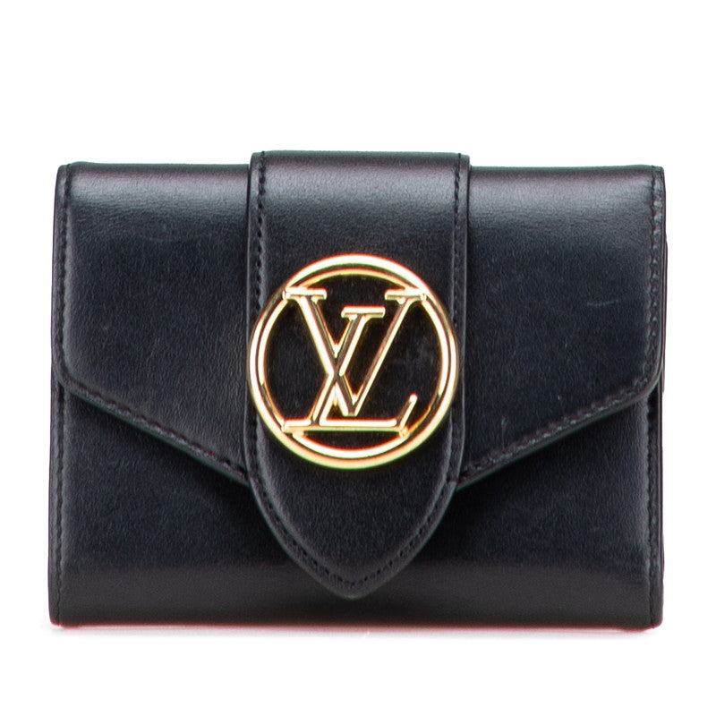 ルイ ヴィトン ポルトフォイユ ポンヌフ コンパクト 三つ折り財布 M80300 ブラック レザー レディース LOUIS VUITTON 【中古】
