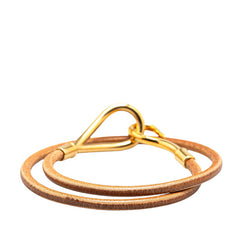 エルメス ジャンボ ブレスレット チョーカー ブラウン ゴールド レザー メッキ レディース HERMES 【中古】