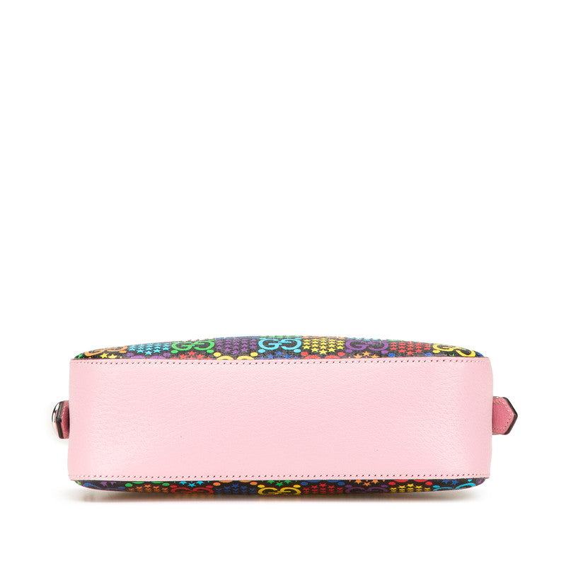 グッチ GGサイケデリック ショルダーバッグ 574886 ピンク ブラック マルチカラー PVC レザー レディース GUCCI 【中古】