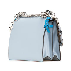 フェンディ キャナイ ミニ リボン チェーン ショルダーバッグ ハンドバッグ 8MO381 ライトブルー シルバー レザー レディース FENDI 【中古】