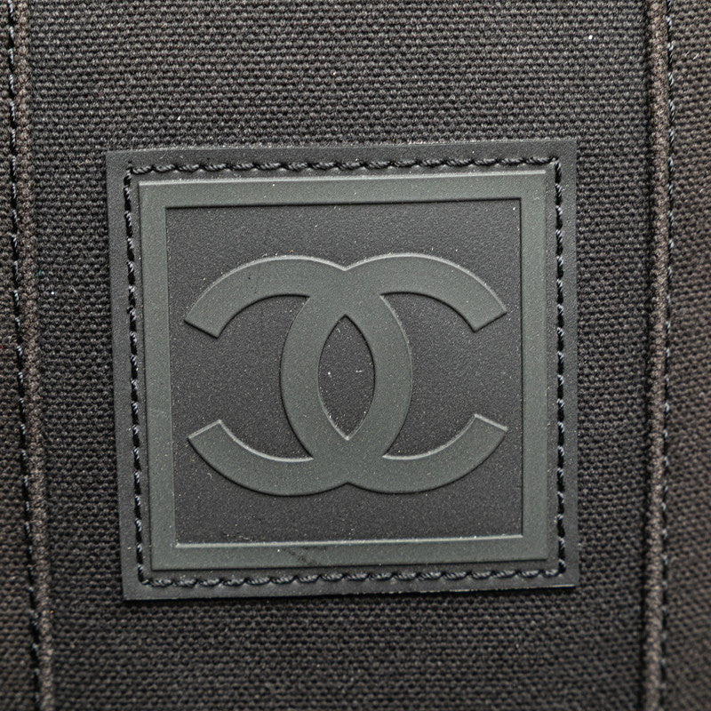 シャネル スポーツライン ココマーク リュック バックパック カーキグリーン ブラック キャンバス レザー レディース CHANEL 【中古】