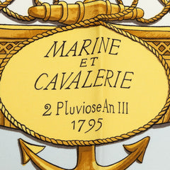 エルメス カレ90 MARINE ET CAVALERIE 海と騎兵隊 スカーフ ホワイト マルチカラー シルク レディース HERMES 中古