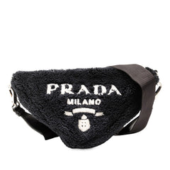 プラダ テリー トライアングル ショルダーバッグ 1BH190 ブラック ファブリック レディース PRADA 【中古】