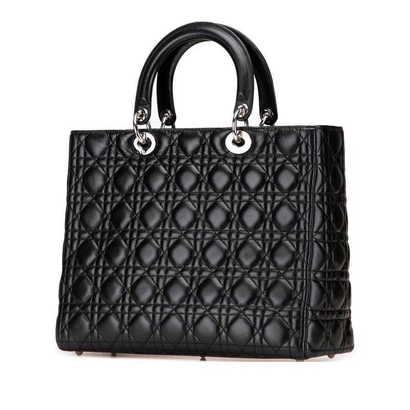 ディオール カナージュ レディディオール ラージ ハンドバッグ ショルダーバッグ 2WAY ブラック ラムスキン レディース Dior 【中古】