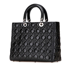 ディオール カナージュ レディディオール ラージ ハンドバッグ ショルダーバッグ 2WAY ブラック ラムスキン レディース Dior 【中古】