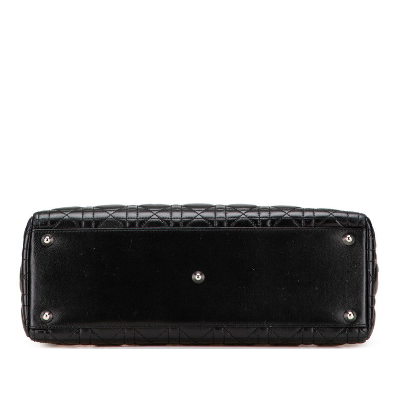 ディオール カナージュ レディディオール ラージ ハンドバッグ ショルダーバッグ 2WAY ブラック ラムスキン レディース Dior 【中古】