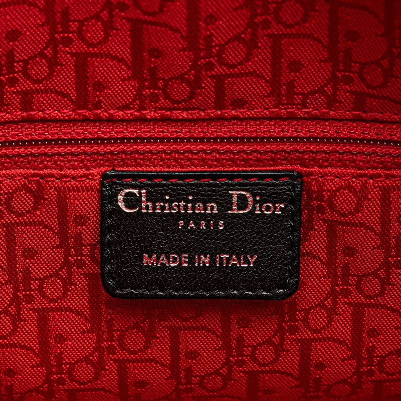 ディオール カナージュ レディディオール ラージ ハンドバッグ ショルダーバッグ 2WAY ブラック ラムスキン レディース Dior 【中古】