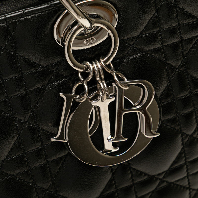 ディオール カナージュ レディディオール ラージ ハンドバッグ ショルダーバッグ 2WAY ブラック ラムスキン レディース Dior 【中古】