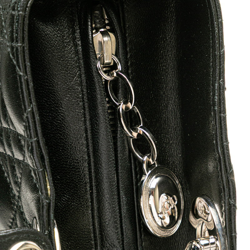 ディオール カナージュ レディディオール ラージ ハンドバッグ ショルダーバッグ 2WAY ブラック ラムスキン レディース Dior 【中古】