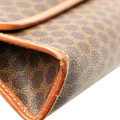 セリーヌ マカダム 斜め掛け ショルダーバッグ ブラウン PVC レザー レディース CELINE 【中古】