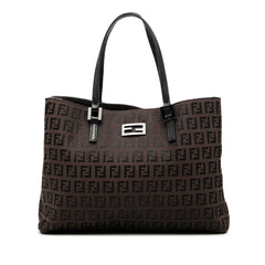 フェンディ ズッキーノ ハンドバッグ トートバッグ 8BH132 ブラウン キャンバス レザー レディース FENDI 【中古】